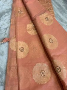 Peach Embroidered Saree