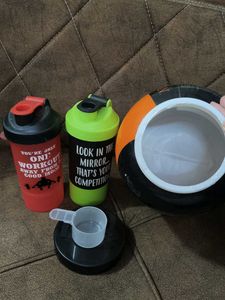 Protein Powder Container &amp; Shaker Bottles