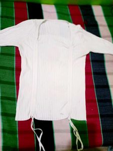 White Ribbed Knit Top