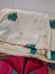 Pink Embroidered Kurti Pyjama With Dupatta
