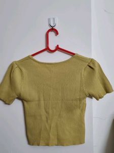 Mustard Ribbed Crop Top