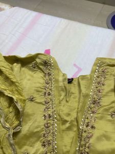 Lime Green Kurta Set Wid Dupatta