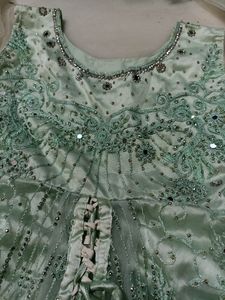 Embroidered mint green dress