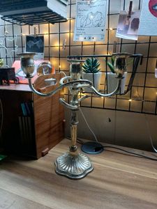 Vintage white metal 2 arm ornate candelabrum