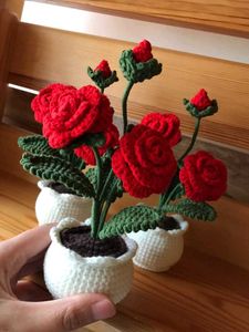 Crochet Rose Flowers With Pot