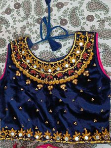 Embroidered Velvet Blouse