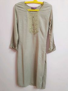 Grey Embroidered Kurti