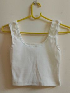 White Ribbed Tank Top