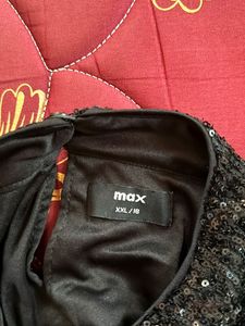 Black Sequin Puff Sleeve Top