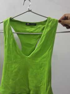 Zara Green Ribbed Tank Top
