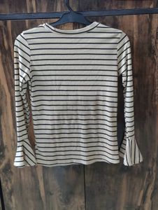 Striped Bell Warm Sleeve Top