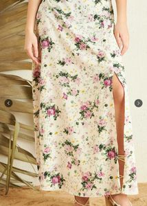 Floral Print White Maxi Skirt