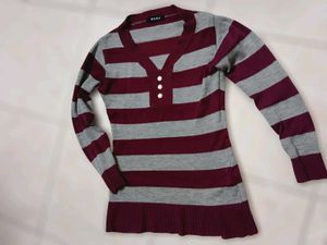 Striped V-Neck Tunic Top