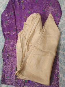 Purple Paisley Indo West Kurta &amp; Balloon Bottom