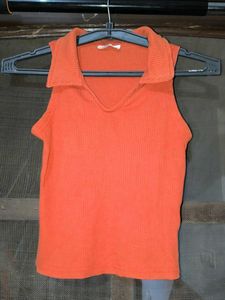 Orange V-Neck Top