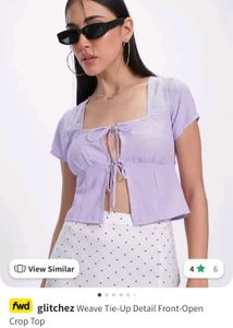Cute Lavender Tie-Up Crop Top (S)