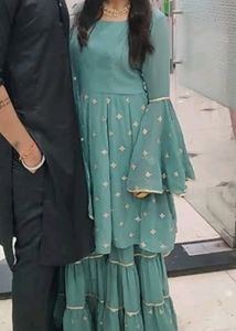 A -Line Georgette Kurta And Sharara Size L