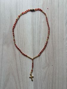 Red and Golden Beaded Rosary