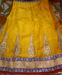 Yellow Blue Lehenga Choli Dupatta