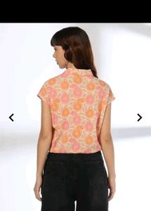 Printed Tie-Front Crop Top