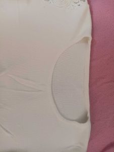 White Very Soft Top With Rose Design On Sleeves