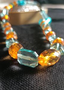 Handmade Blue Orange Crystal Necklace 💙🧡