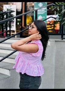 Striptered Ruffle Top