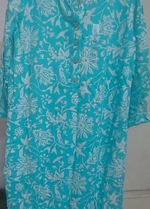 Turquoise Floral Print Tunic - XXL