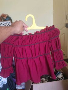 Maroon Bardot Top