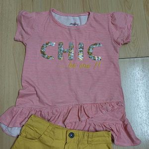 Chic Girl Kids Outfit - Peplum Top &amp; Shorts