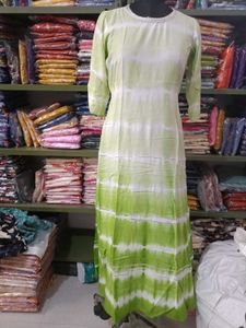 Green Tie-Dye Tunic Dress