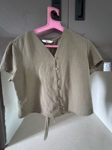 Cute Olive Button-Down Top
