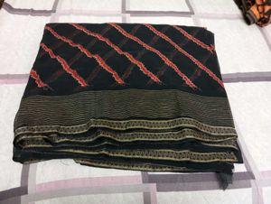 Elegant Black &amp; Red Saree