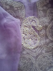 Lavender Embroidered Kurta, Back Side Added