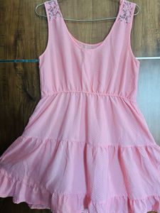 Pink Colour Tiered One Pice