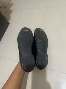 Black Loafers with Gold Detail