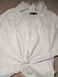 Urban Revivo Beige Tie-Front Shirt