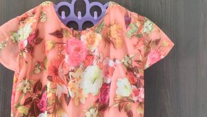 Women Floral Printed Long Dress With Half Sleeves