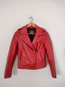 Red Casual Lether Jacket (Women's)