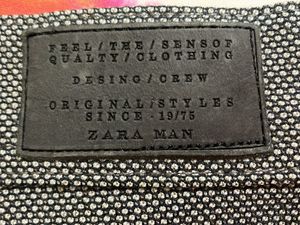 ZARA Man Gray Herringbone Dress Pants - Slim Fit
