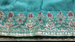 Elegant Teal Embroidered Kurtaset