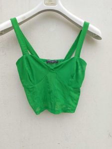 Solid Green Net Tank Top.