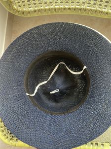 Blue Hat With pink Animal print Ribbon