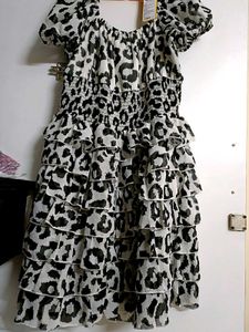 Black-White Leopard Print Mini Dress