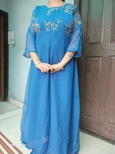 PEACOCK COLOUR LONG GOWN WOMEN