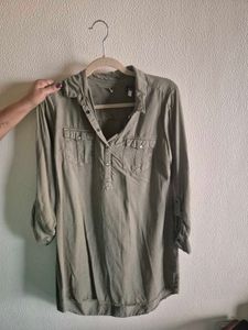 Olive Khaki Shirt Dress