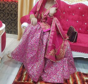 Magenta colour Banarasi Garara with heavy Dupatta