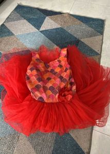 Red Party Wear Dress For Girls