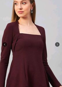 Maroon Fit &amp; Flare Dress