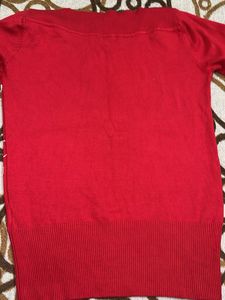 Red Floral Print Pullover Sweater